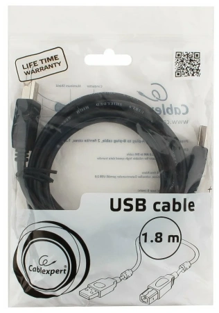 Кабель USB Type-A - Type-B Cablexpert CCF2-USB2-AMBM-6 (USB 2.0, 1.8м, черный)